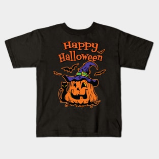 Funny Jack-O-Lantern & Pumpkin Halloween Graphic for Kids Kids T-Shirt